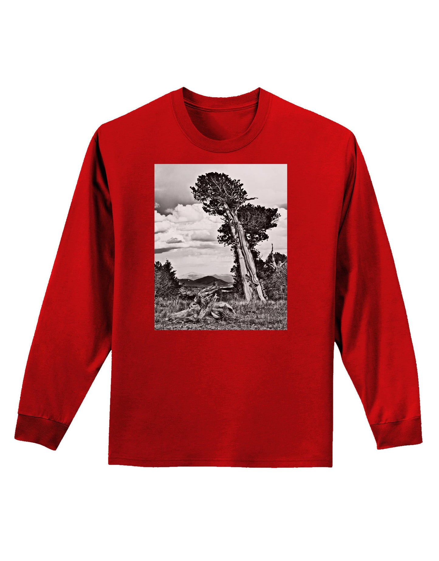 Colorado Landscape Monochrome Adult Long Sleeve Dark T-Shirt-TooLoud-Red-Small-Davson Sales