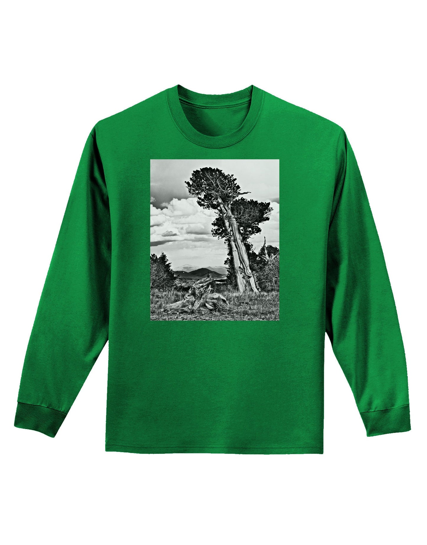 Colorado Landscape Monochrome Adult Long Sleeve Dark T-Shirt-TooLoud-Kelly-Green-Small-Davson Sales