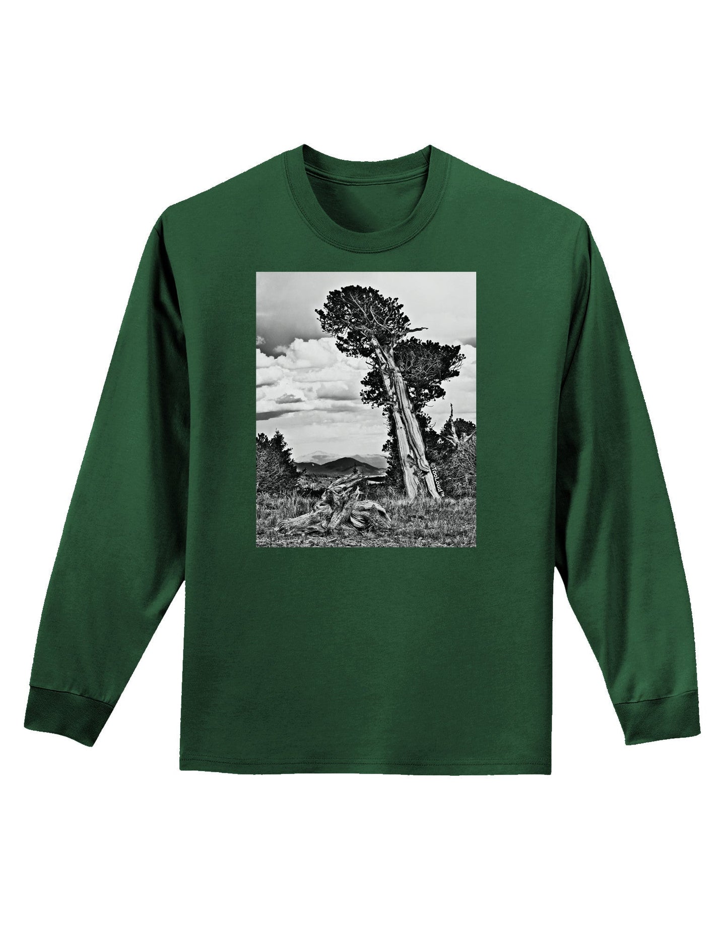 Colorado Landscape Monochrome Adult Long Sleeve Dark T-Shirt-TooLoud-Dark-Green-Small-Davson Sales