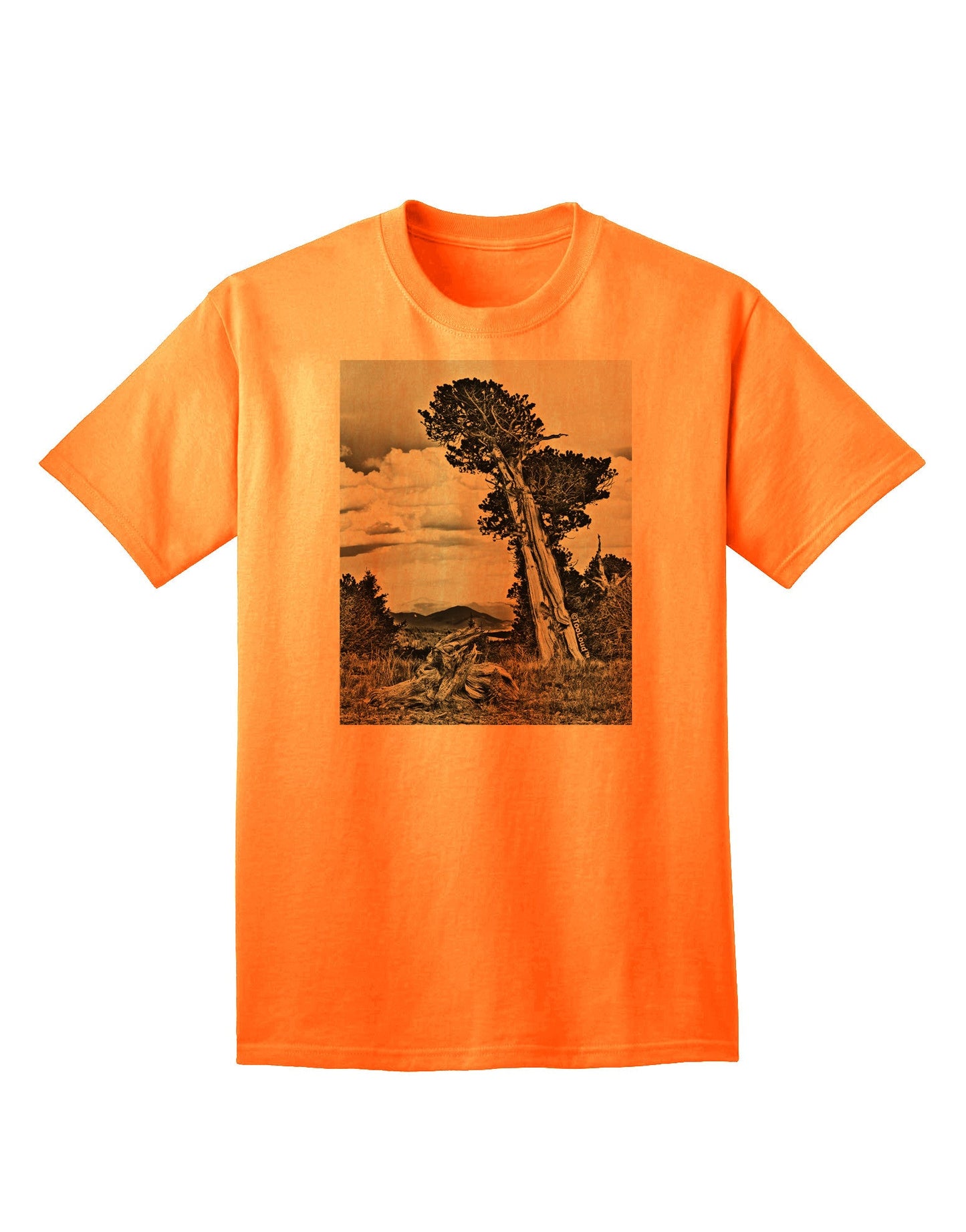 Colorado Landscape Monochrome Adult T-Shirt-Mens T-Shirt-TooLoud-Neon-Orange-Small-Davson Sales