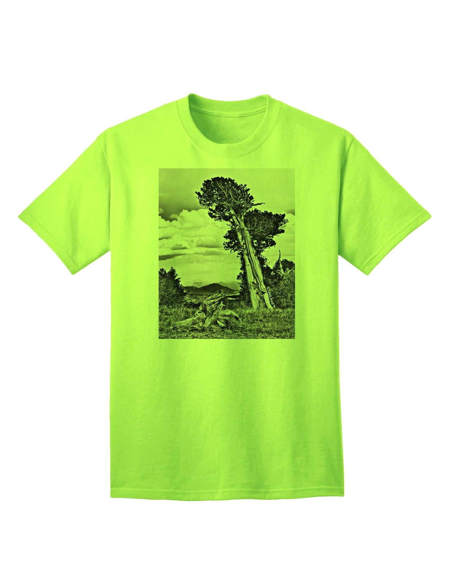 Colorado Landscape Monochrome Adult T-Shirt-Mens T-Shirt-TooLoud-Neon-Green-Small-Davson Sales