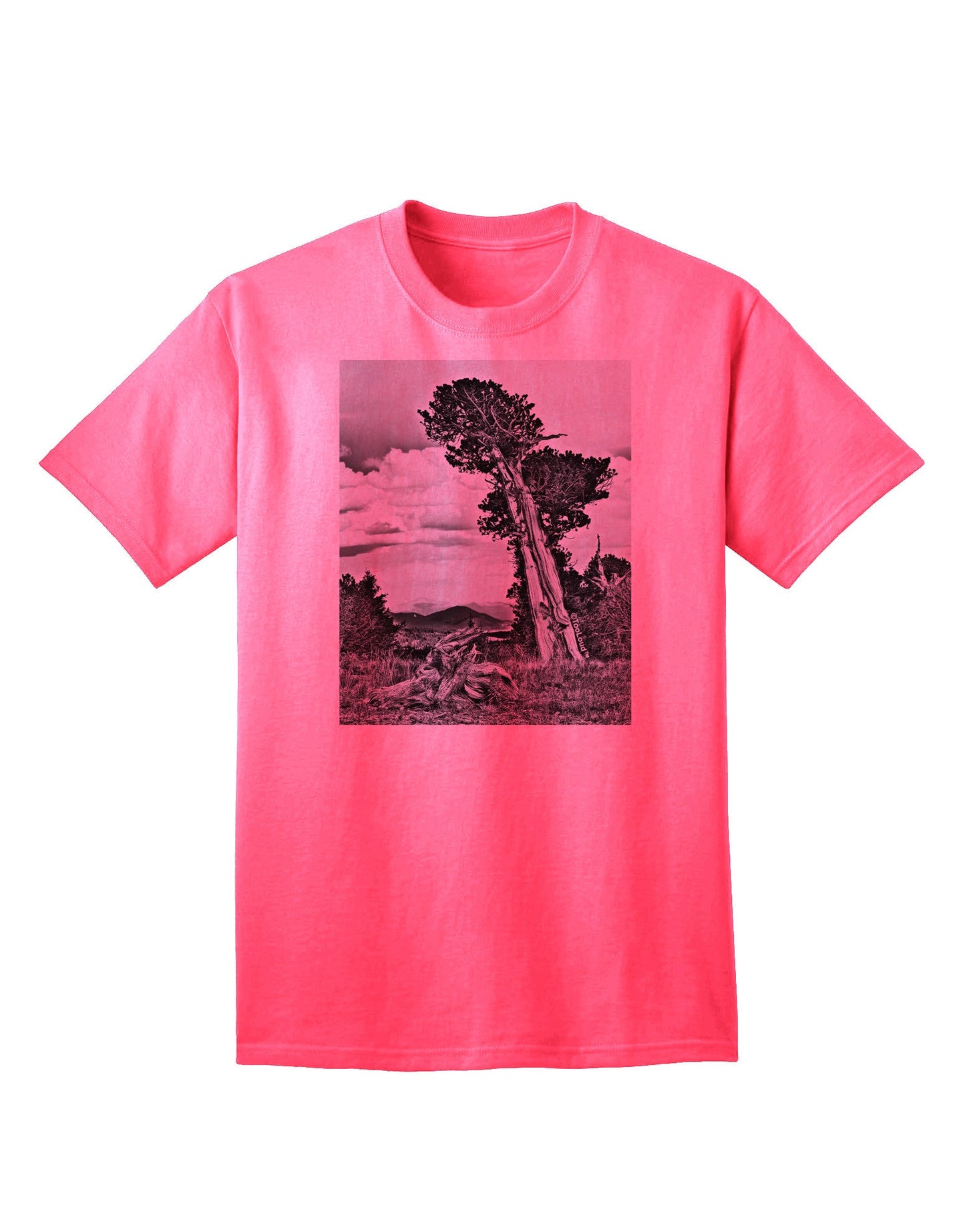 Colorado Landscape Monochrome Adult T-Shirt-Mens T-Shirt-TooLoud-Neon-Pink-Small-Davson Sales