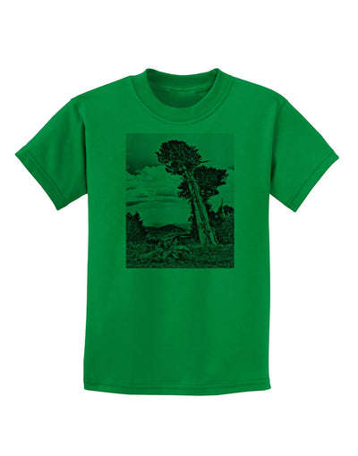 Colorado Landscape Monochrome Childrens T-Shirt-Childrens T-Shirt-TooLoud-Kelly-Green-X-Small-Davson Sales