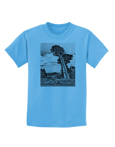 Colorado Landscape Monochrome Childrens T-Shirt-Childrens T-Shirt-TooLoud-Aquatic-Blue-X-Small-Davson Sales