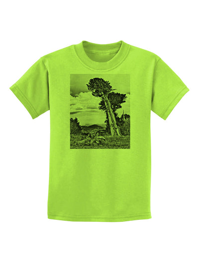 Colorado Landscape Monochrome Childrens T-Shirt-Childrens T-Shirt-TooLoud-Lime-Green-X-Small-Davson Sales