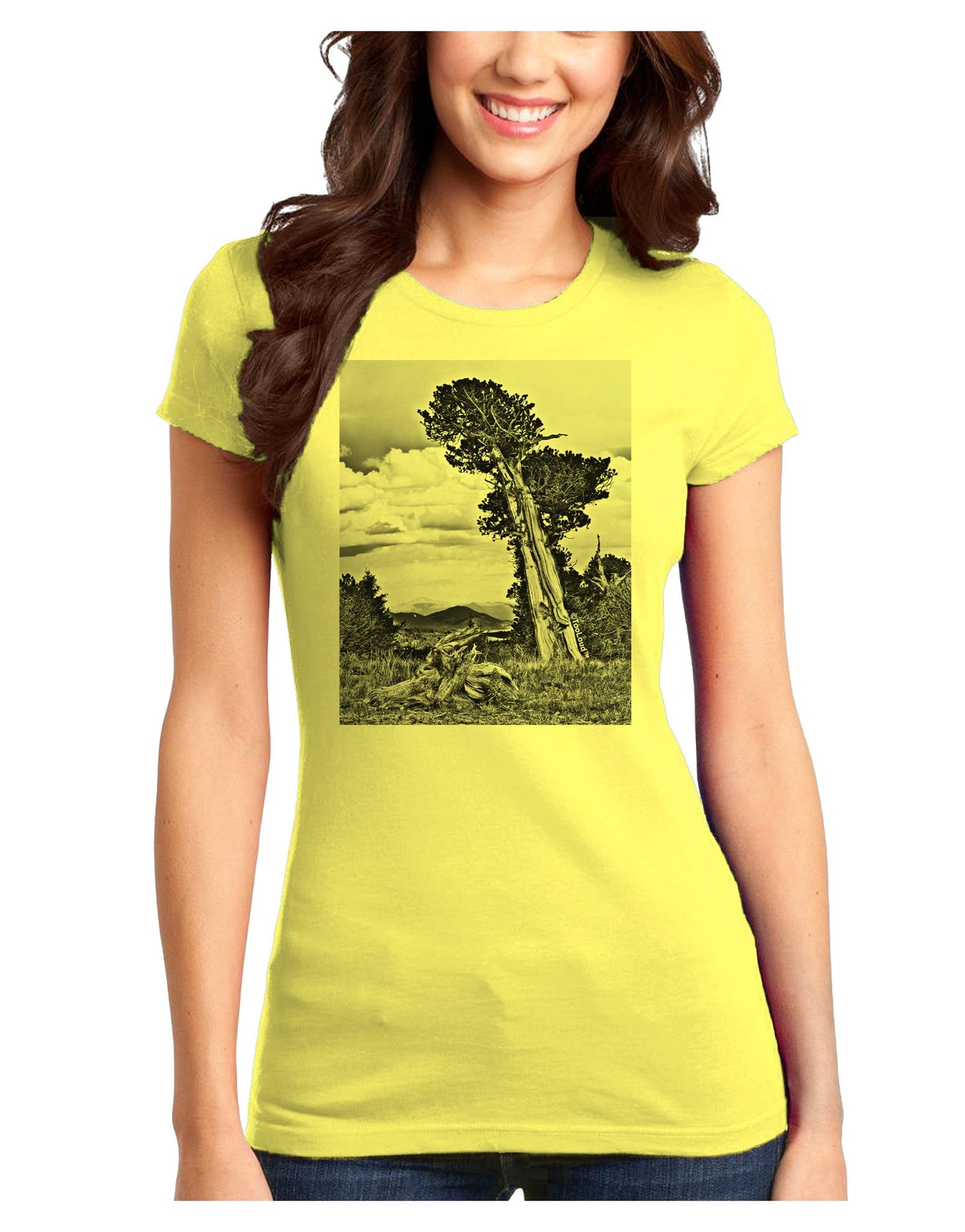 Colorado Landscape Monochrome Juniors T-Shirt-Womens Juniors T-Shirt-TooLoud-Yellow-Juniors Fitted X-Small-Davson Sales