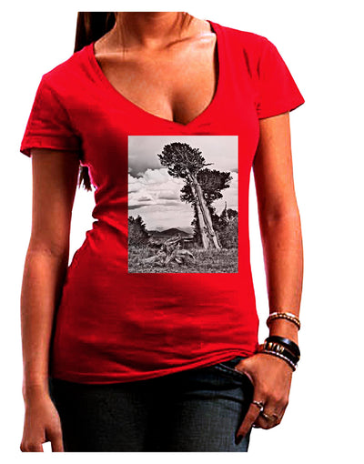 Colorado Landscape Monochrome Juniors V-Neck Dark T-Shirt-Womens V-Neck T-Shirts-TooLoud-Red-Juniors Fitted Small-Davson Sales