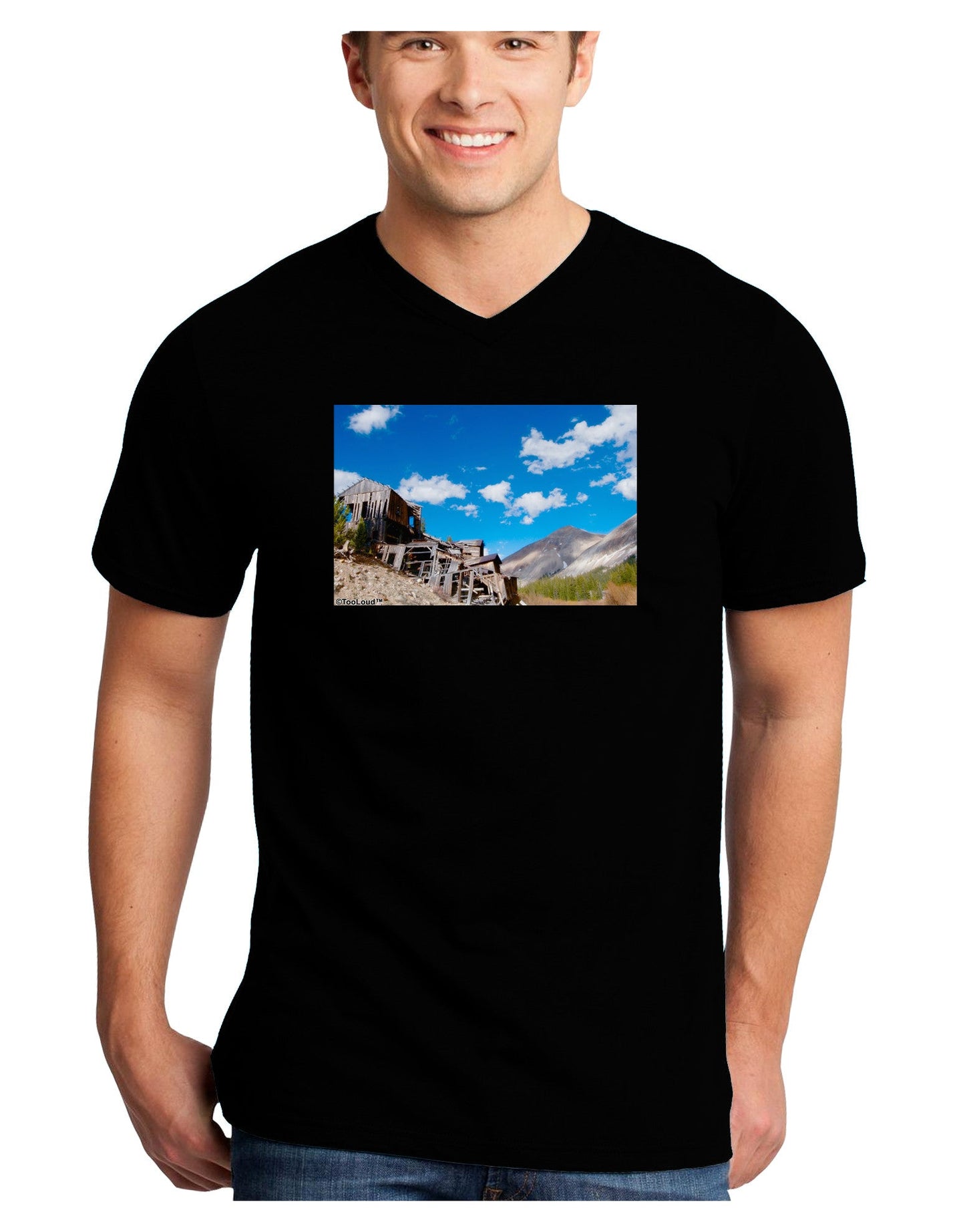 Colorado Landscape Ruins Adult Dark V-Neck T-Shirt-TooLoud-Black-Small-Davson Sales