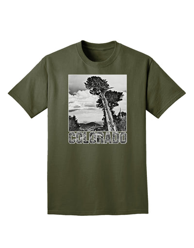 Colorado Landscape Text BW Adult Dark T-Shirt-Mens T-Shirt-TooLoud-Military-Green-Small-Davson Sales