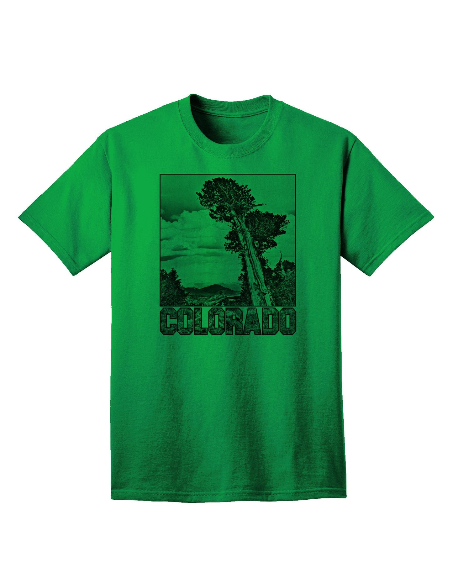 Colorado Landscape Text BW Adult T-Shirt-Mens T-Shirt-TooLoud-Kelly-Green-Small-Davson Sales