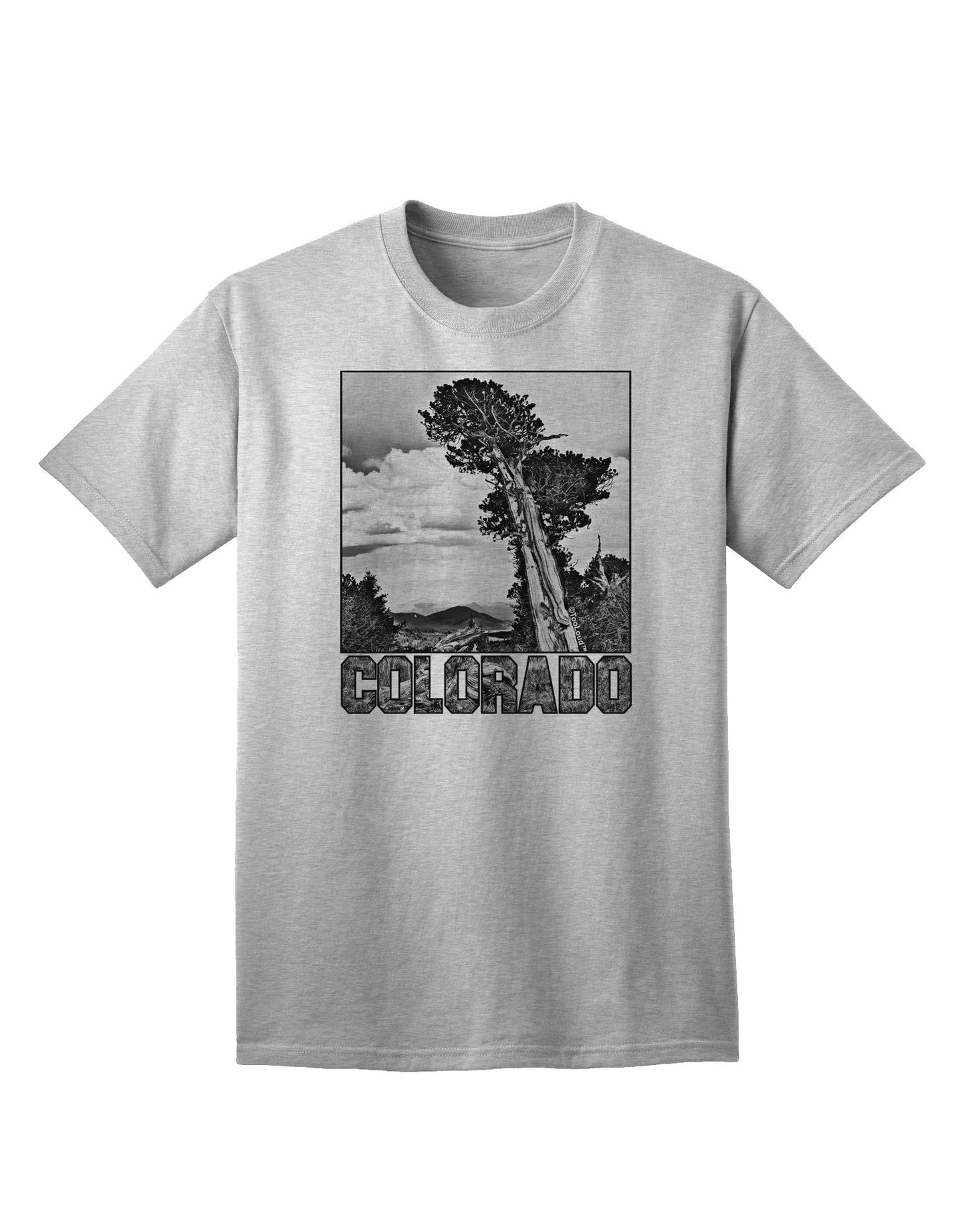 Colorado Landscape Text BW Adult T-Shirt-Mens T-Shirt-TooLoud-AshGray-Small-Davson Sales