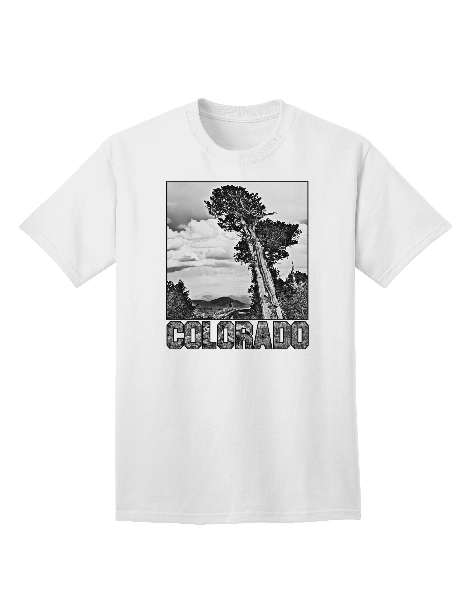Colorado Landscape Text BW Adult T-Shirt-Mens T-Shirt-TooLoud-White-Small-Davson Sales