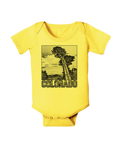 Colorado Landscape Text BW Baby Romper Bodysuit-Baby Romper-TooLoud-Yellow-06-Months-Davson Sales