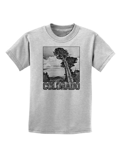 Colorado Landscape Text BW Childrens T-Shirt-Childrens T-Shirt-TooLoud-AshGray-X-Small-Davson Sales