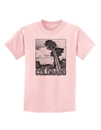 Colorado Landscape Text BW Childrens T-Shirt-Childrens T-Shirt-TooLoud-PalePink-X-Small-Davson Sales