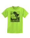 Colorado Landscape Text BW Childrens T-Shirt-Childrens T-Shirt-TooLoud-Lime-Green-X-Small-Davson Sales