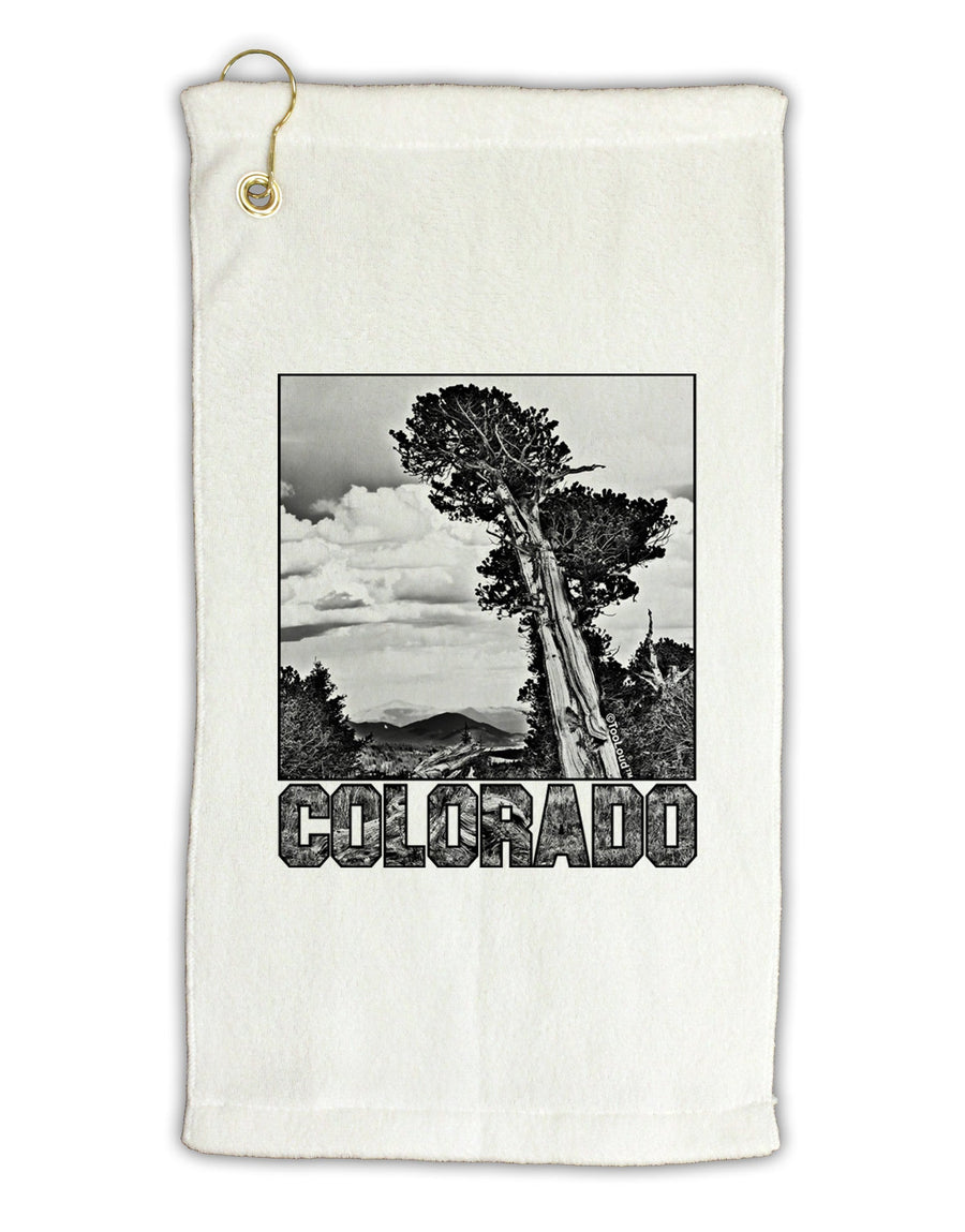 Colorado Landscape Text BW Micro Terry Gromet Golf Towel 11&#x22;x19-Golf Towel-TooLoud-White-Davson Sales