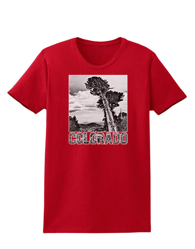 Colorado Landscape Text BW Womens Dark T-Shirt-TooLoud-Red-X-Small-Davson Sales