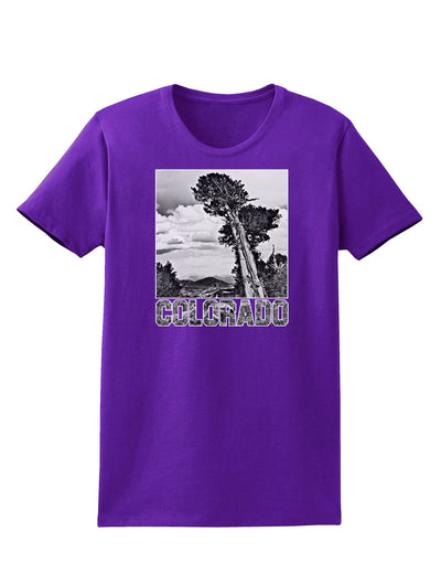 Colorado Landscape Text BW Womens Dark T-Shirt-TooLoud-Purple-X-Small-Davson Sales