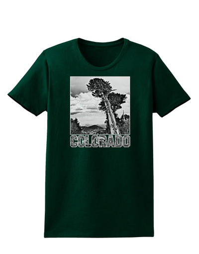 Colorado Landscape Text BW Womens Dark T-Shirt-TooLoud-Forest-Green-Small-Davson Sales