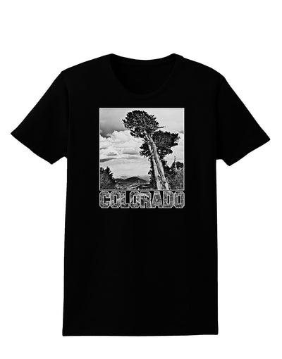 Colorado Landscape Text BW Womens Dark T-Shirt-TooLoud-Black-X-Small-Davson Sales