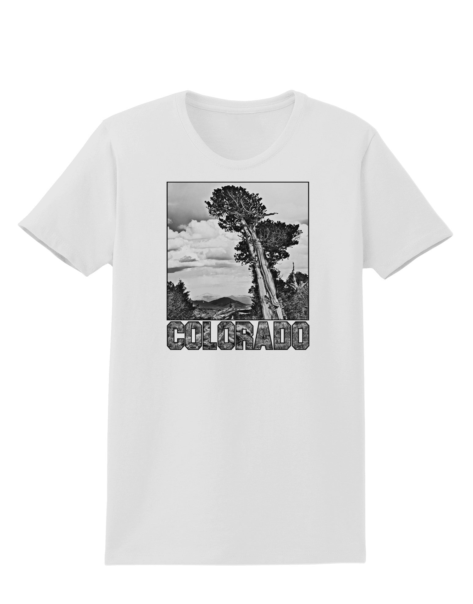 Colorado Landscape Text BW Womens T-Shirt-Womens T-Shirt-TooLoud-White-X-Small-Davson Sales