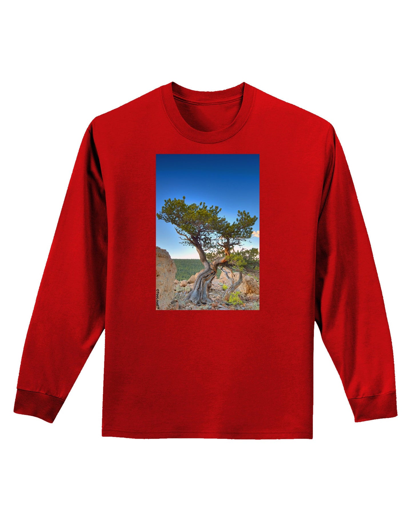 Colorado Landscape Tree Adult Long Sleeve Dark T-Shirt-TooLoud-Red-Small-Davson Sales