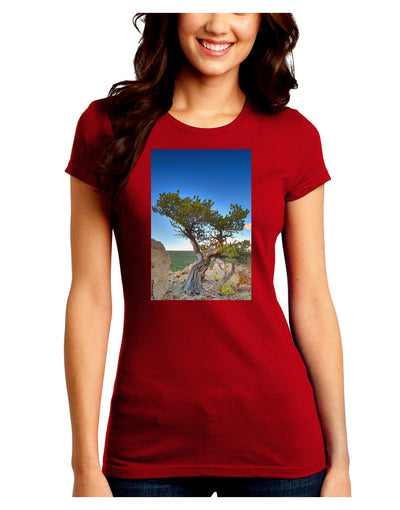 Colorado Landscape Tree Juniors Crew Dark T-Shirt-T-Shirts Juniors Tops-TooLoud-Red-Juniors Fitted Small-Davson Sales