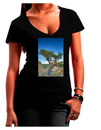 Colorado Landscape Tree Juniors V-Neck Dark T-Shirt-Womens V-Neck T-Shirts-TooLoud-Black-Juniors Fitted Small-Davson Sales