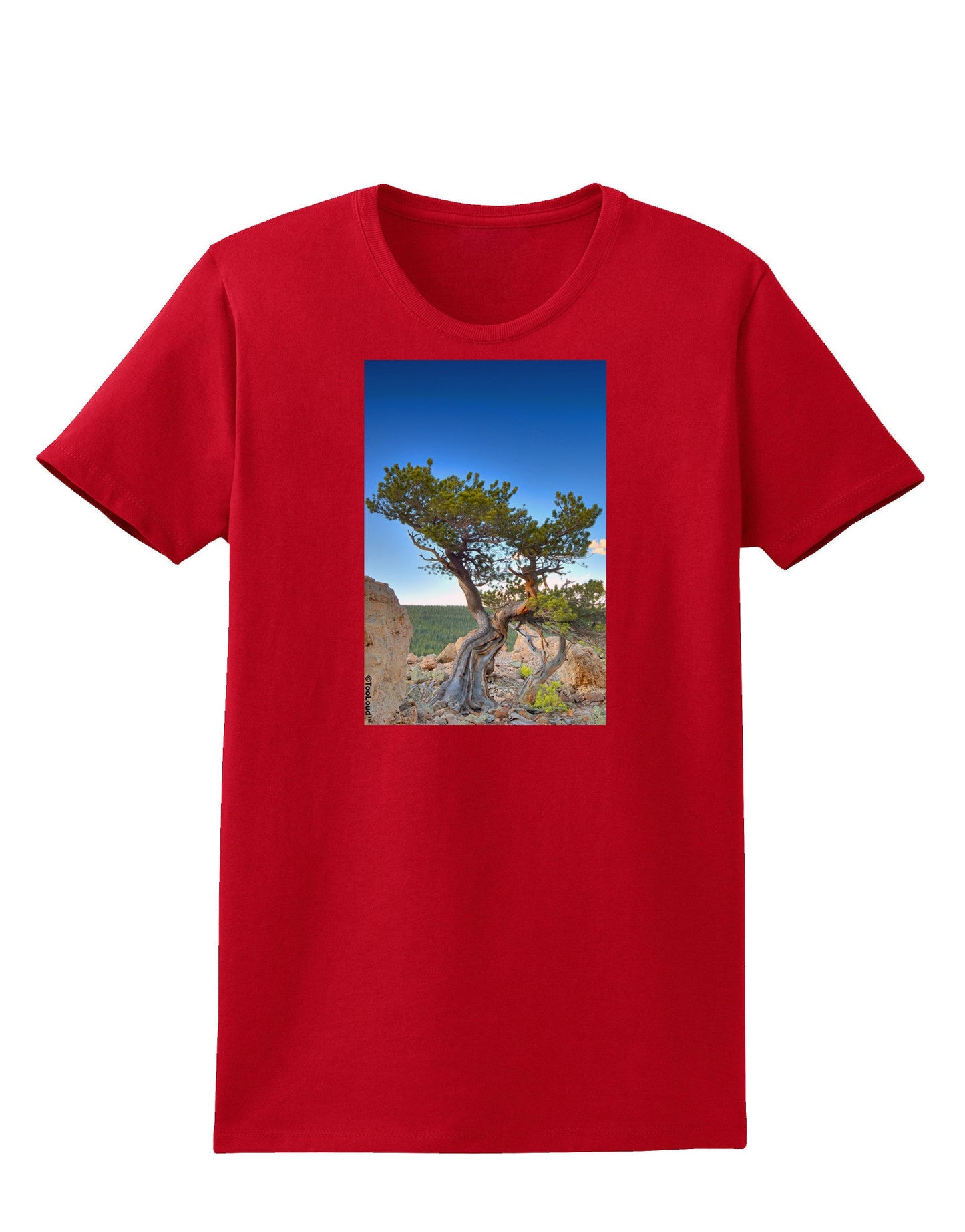 Colorado Landscape Tree Womens Dark T-Shirt-TooLoud-Red-X-Small-Davson Sales