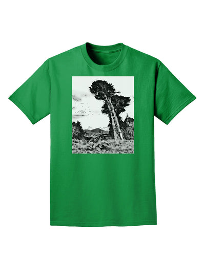 Colorado Landscape Watercolor BW Adult Dark T-Shirt-Mens T-Shirt-TooLoud-Kelly-Green-Small-Davson Sales