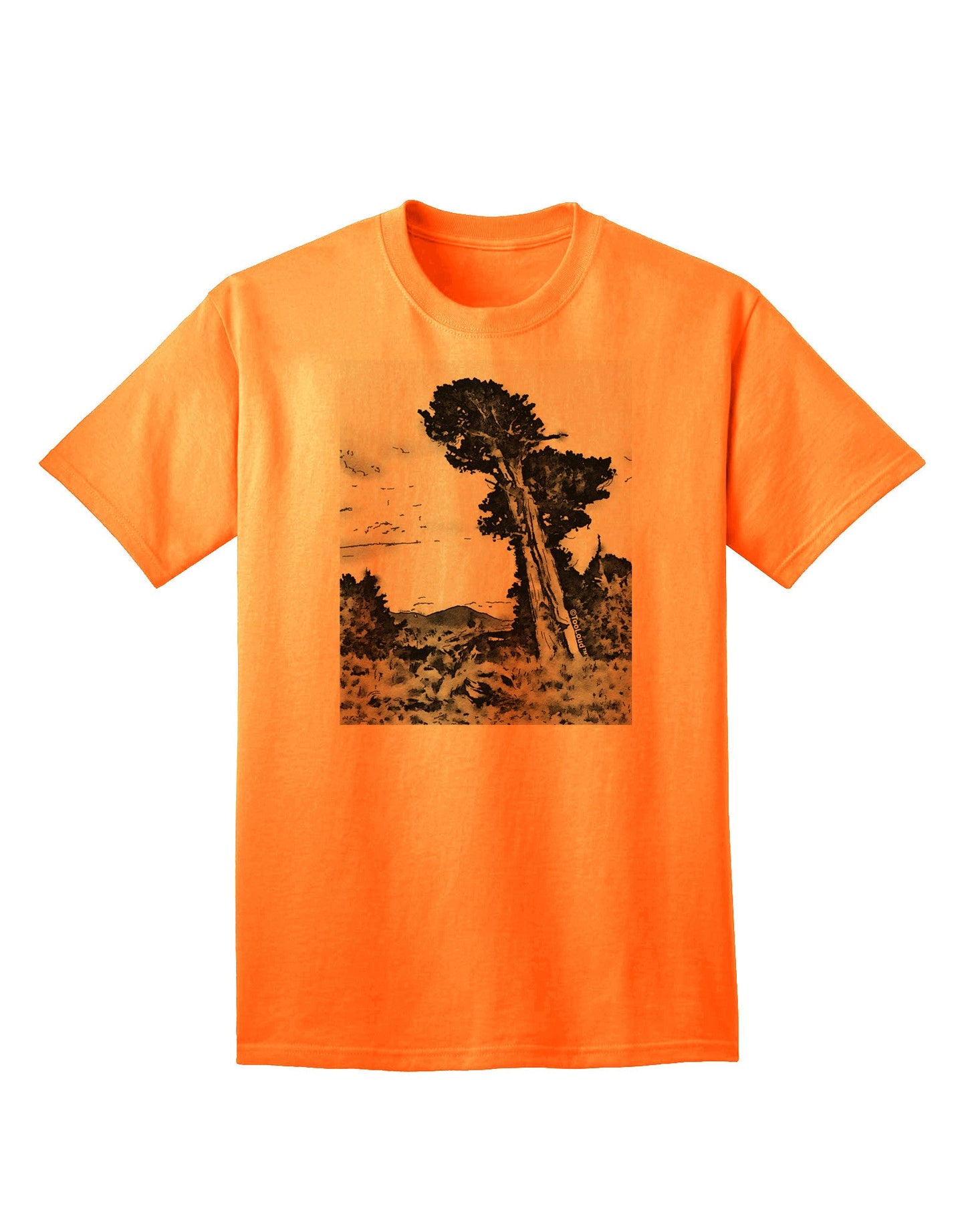 Colorado Landscape Watercolor BW Adult T-Shirt-Mens T-Shirt-TooLoud-Neon-Orange-Small-Davson Sales