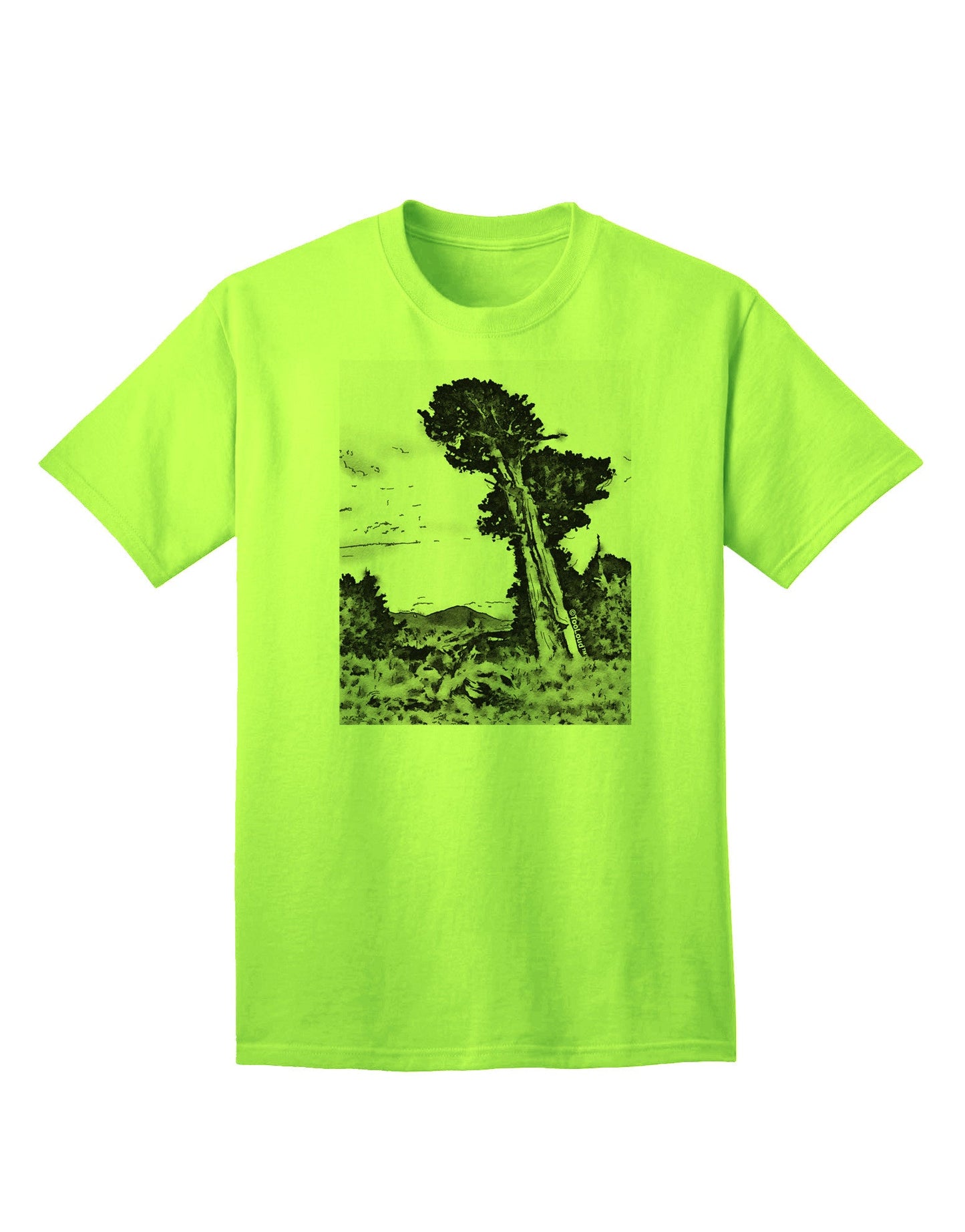 Colorado Landscape Watercolor BW Adult T-Shirt-Mens T-Shirt-TooLoud-Neon-Green-Small-Davson Sales