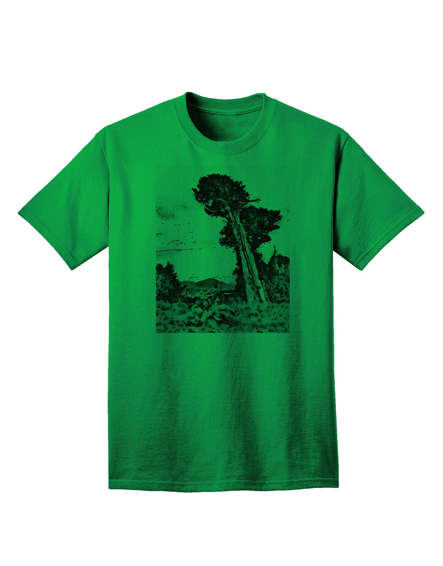 Colorado Landscape Watercolor BW Adult T-Shirt-Mens T-Shirt-TooLoud-Kelly-Green-Small-Davson Sales