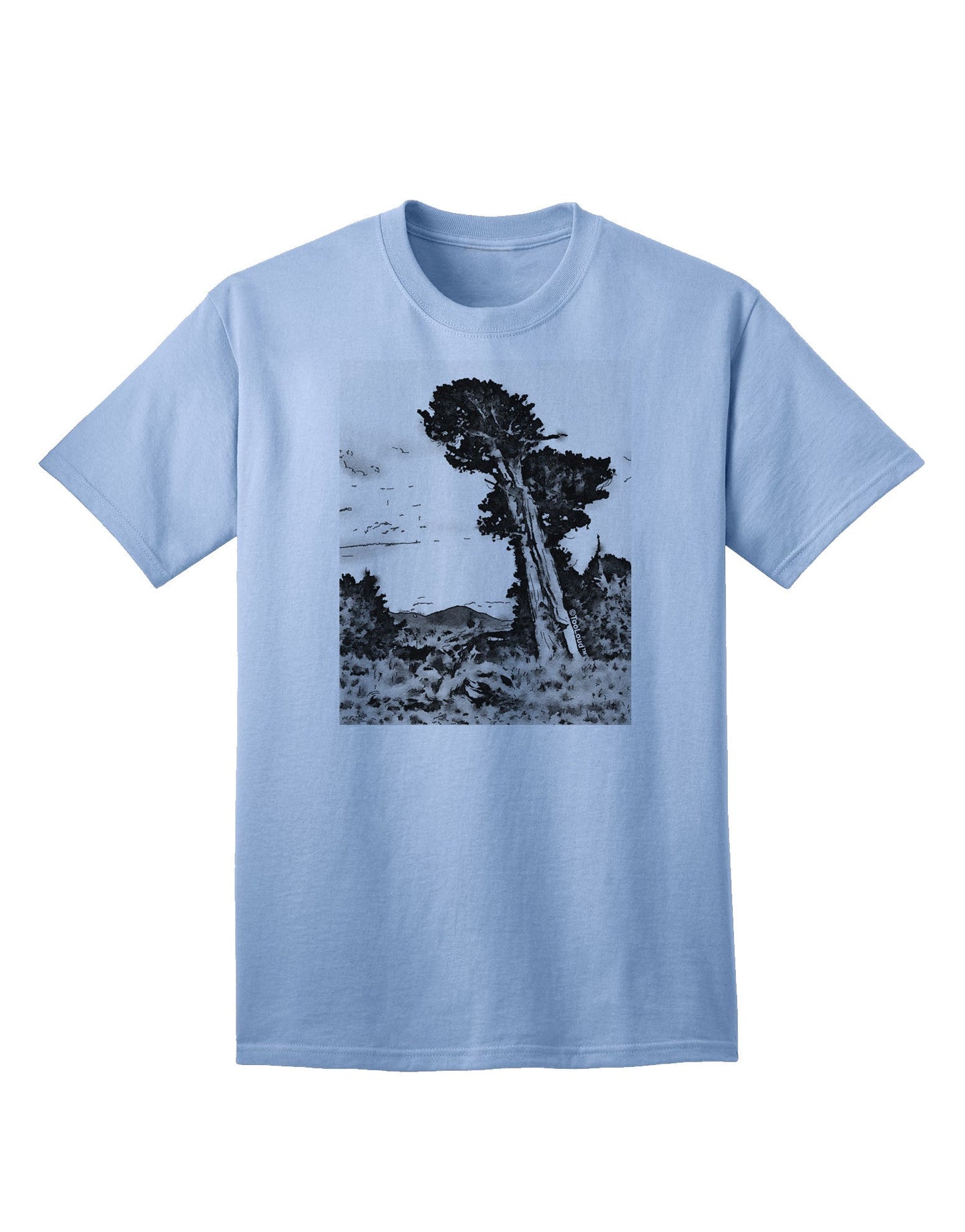 Colorado Landscape Watercolor BW Adult T-Shirt-Mens T-Shirt-TooLoud-Light-Blue-Small-Davson Sales
