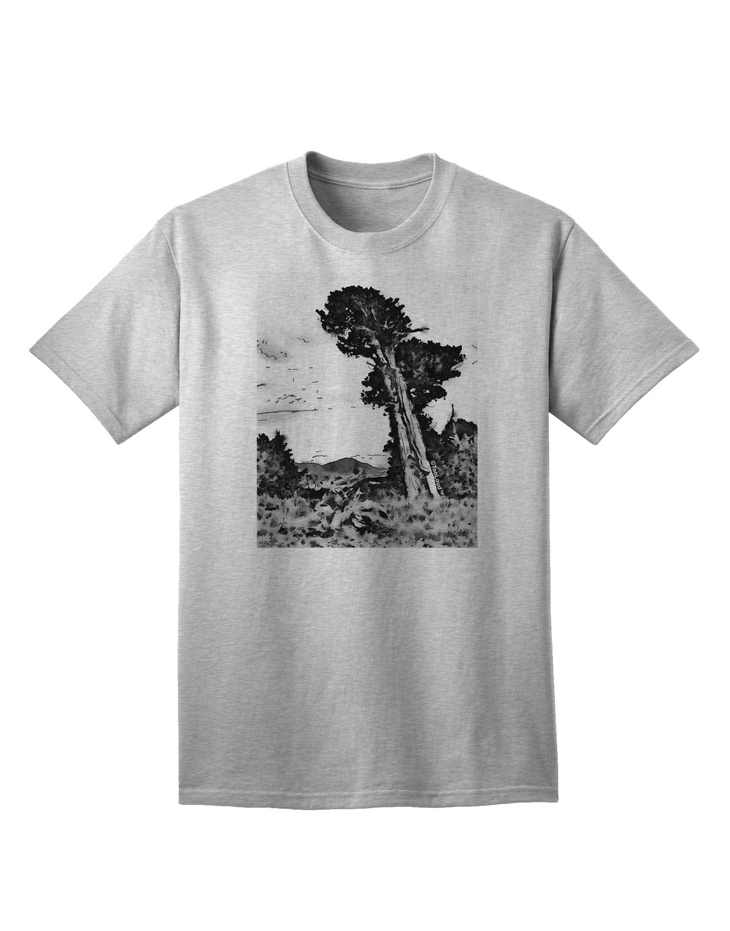Colorado Landscape Watercolor BW Adult T-Shirt-Mens T-Shirt-TooLoud-AshGray-Small-Davson Sales