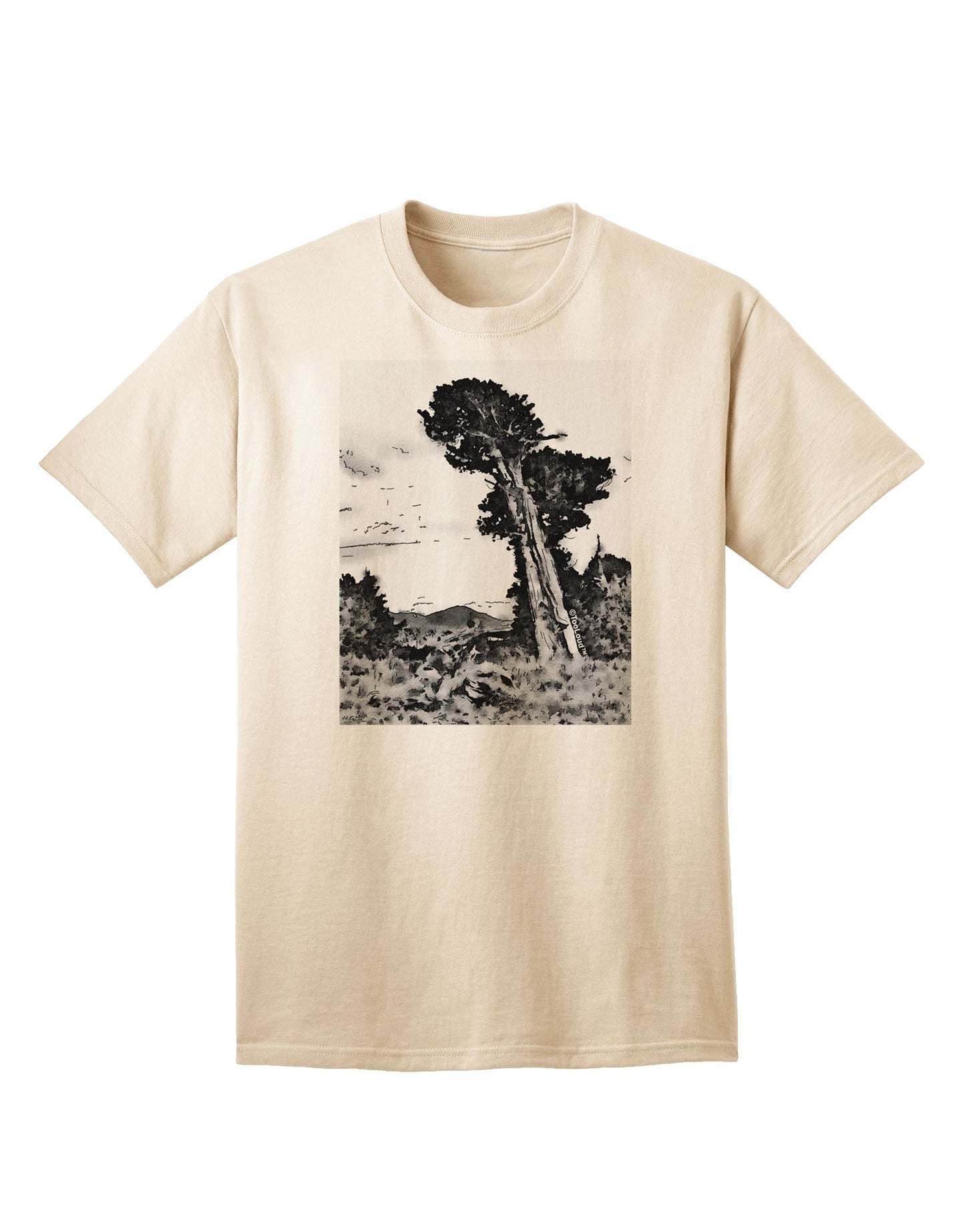 Colorado Landscape Watercolor BW Adult T-Shirt-Mens T-Shirt-TooLoud-Natural-Small-Davson Sales