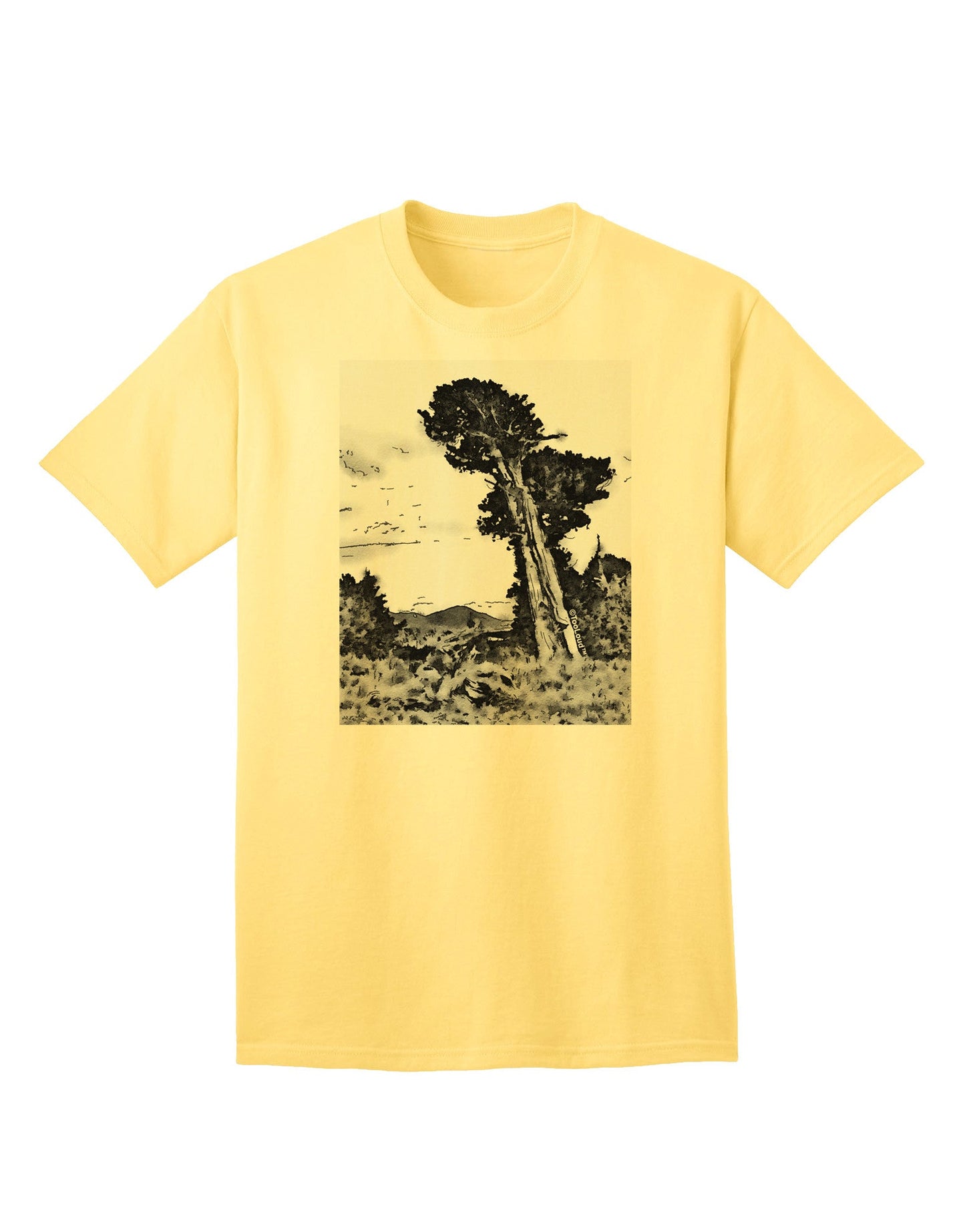 Colorado Landscape Watercolor BW Adult T-Shirt-Mens T-Shirt-TooLoud-Yellow-Small-Davson Sales