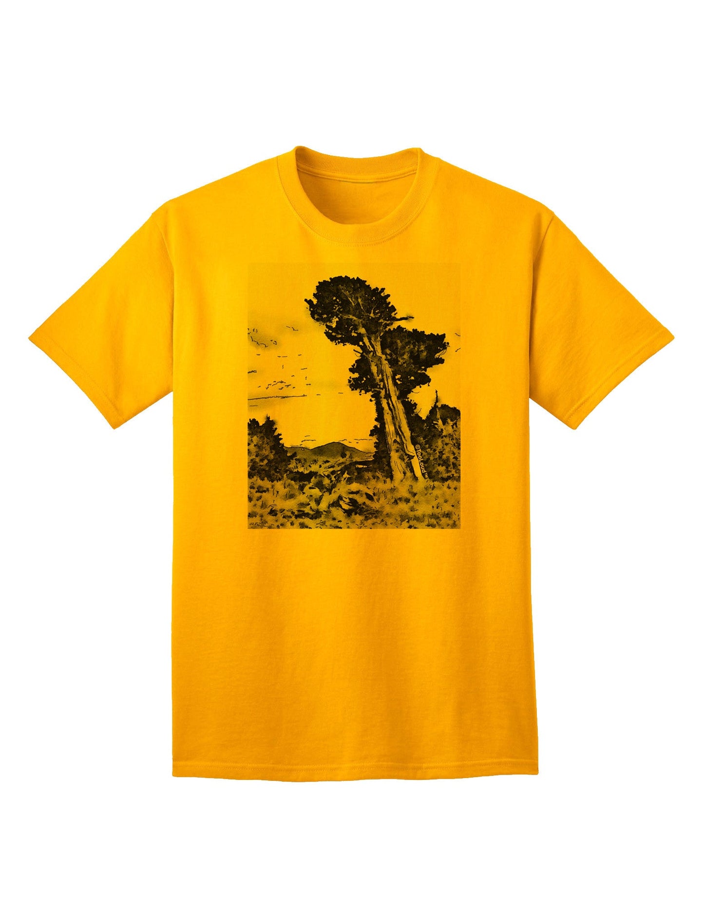 Colorado Landscape Watercolor BW Adult T-Shirt-Mens T-Shirt-TooLoud-Gold-Small-Davson Sales