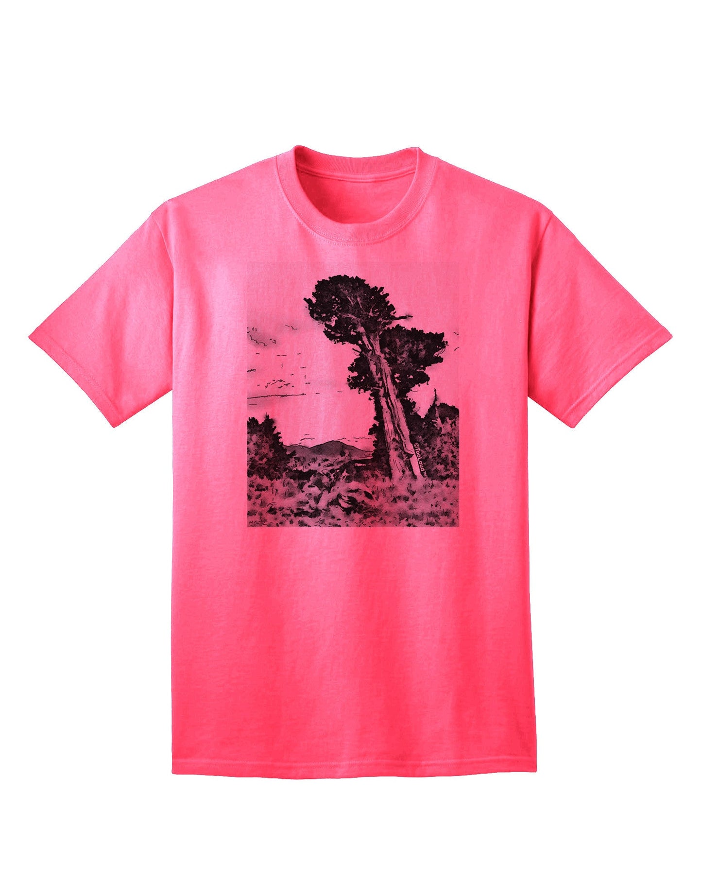 Colorado Landscape Watercolor BW Adult T-Shirt-Mens T-Shirt-TooLoud-Neon-Pink-Small-Davson Sales