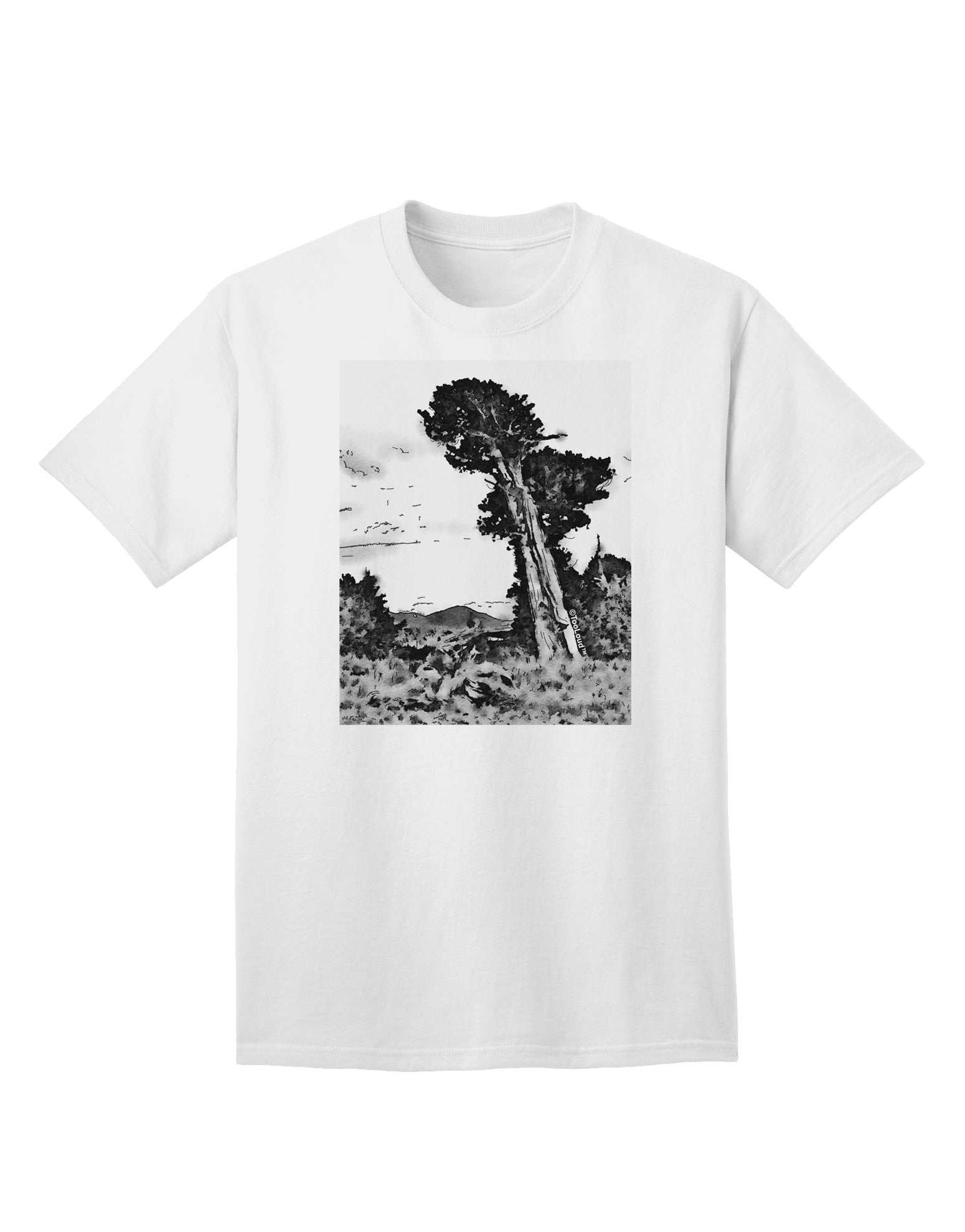 Colorado Landscape Watercolor BW Adult T-Shirt-Mens T-Shirt-TooLoud-White-Small-Davson Sales