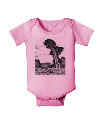 Colorado Landscape Watercolor BW Baby Romper Bodysuit-Baby Romper-TooLoud-Pink-06-Months-Davson Sales