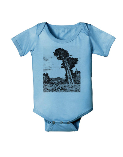 Colorado Landscape Watercolor BW Baby Romper Bodysuit-Baby Romper-TooLoud-LightBlue-06-Months-Davson Sales