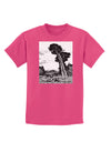 Colorado Landscape Watercolor BW Childrens Dark T-Shirt-Childrens T-Shirt-TooLoud-Sangria-X-Small-Davson Sales