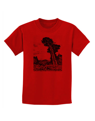 Colorado Landscape Watercolor BW Childrens T-Shirt-Childrens T-Shirt-TooLoud-Red-X-Small-Davson Sales