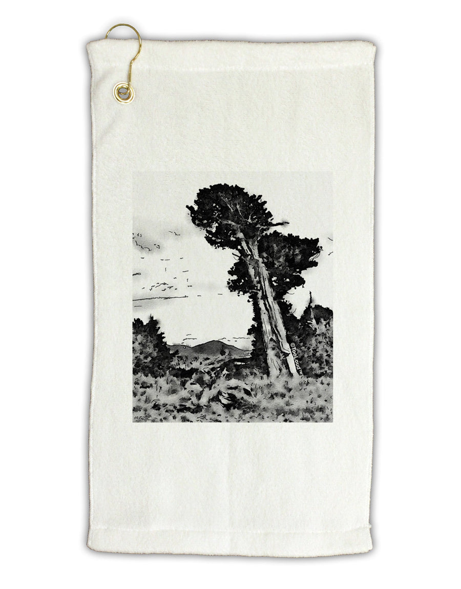 Colorado Landscape Watercolor BW Micro Terry Gromet Golf Towel 11&#x22;x19-Golf Towel-TooLoud-White-Davson Sales