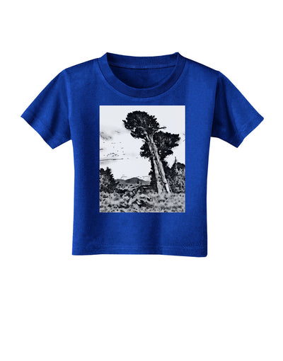 Colorado Landscape Watercolor BW Toddler T-Shirt Dark-Toddler T-Shirt-TooLoud-Royal-Blue-2T-Davson Sales