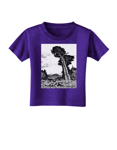 Colorado Landscape Watercolor BW Toddler T-Shirt Dark-Toddler T-Shirt-TooLoud-Purple-2T-Davson Sales