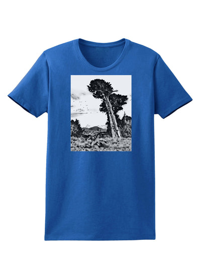 Colorado Landscape Watercolor BW Womens Dark T-Shirt-TooLoud-Royal-Blue-X-Small-Davson Sales