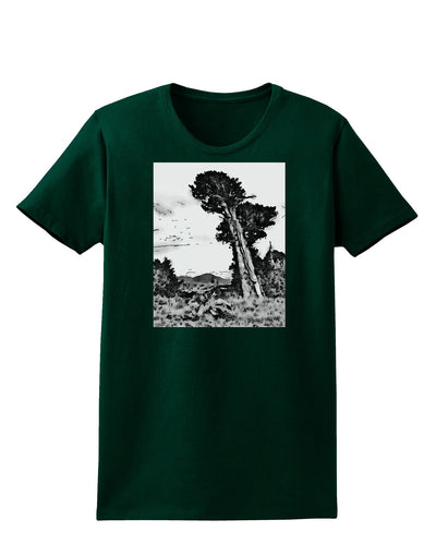 Colorado Landscape Watercolor BW Womens Dark T-Shirt-TooLoud-Forest-Green-Small-Davson Sales